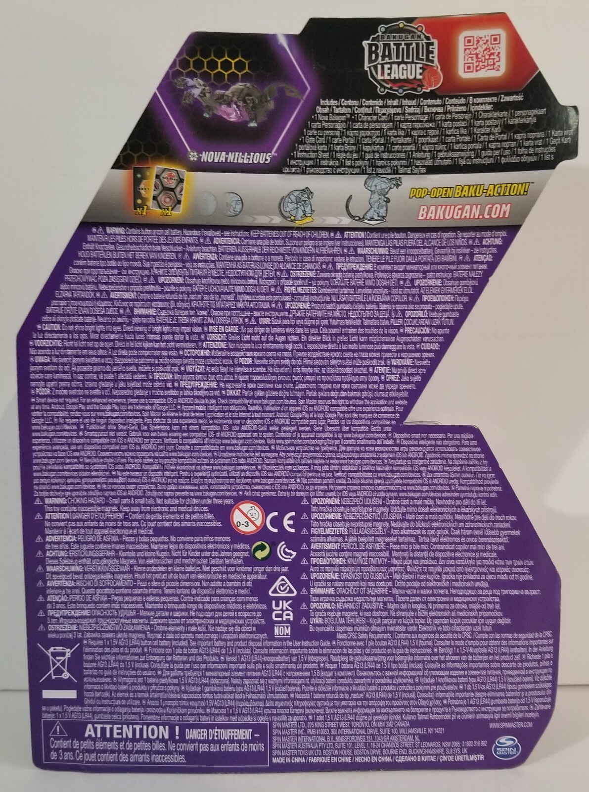 Bakugan Legends: Nova Darkus Nillious, light up battle figure & cards