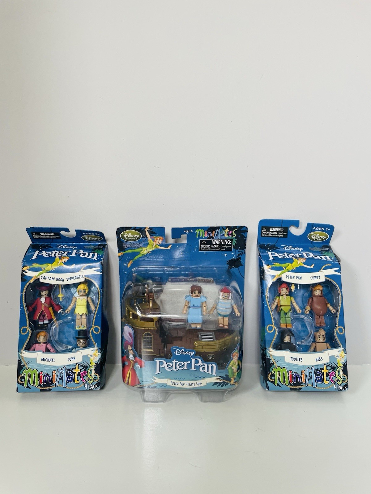 Disney Peter Pan Minimates 2013 Hook Wendy Tinkerbell Cubby Nibs John 3 Sets