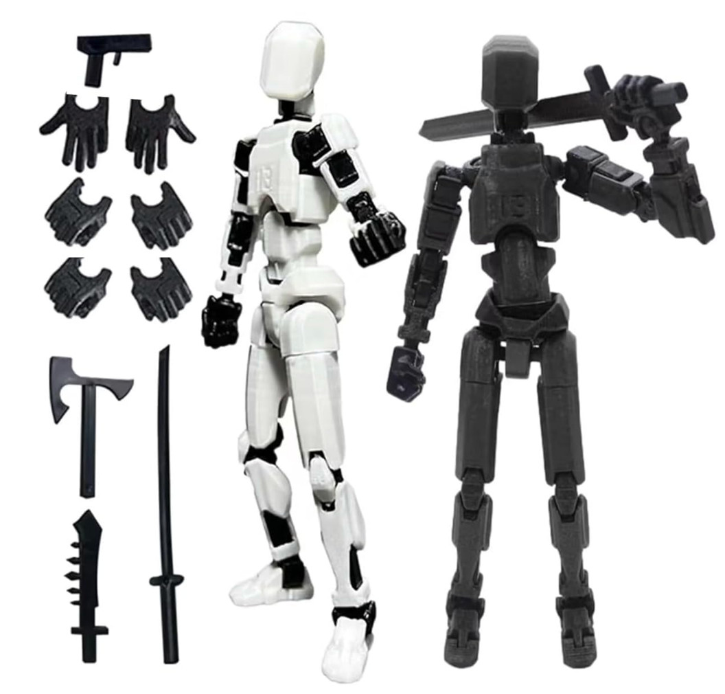 2 Sets Dummy 13 Robot Action Figure | DIY Multi-Articulated 3D Toys w/ Stand J4