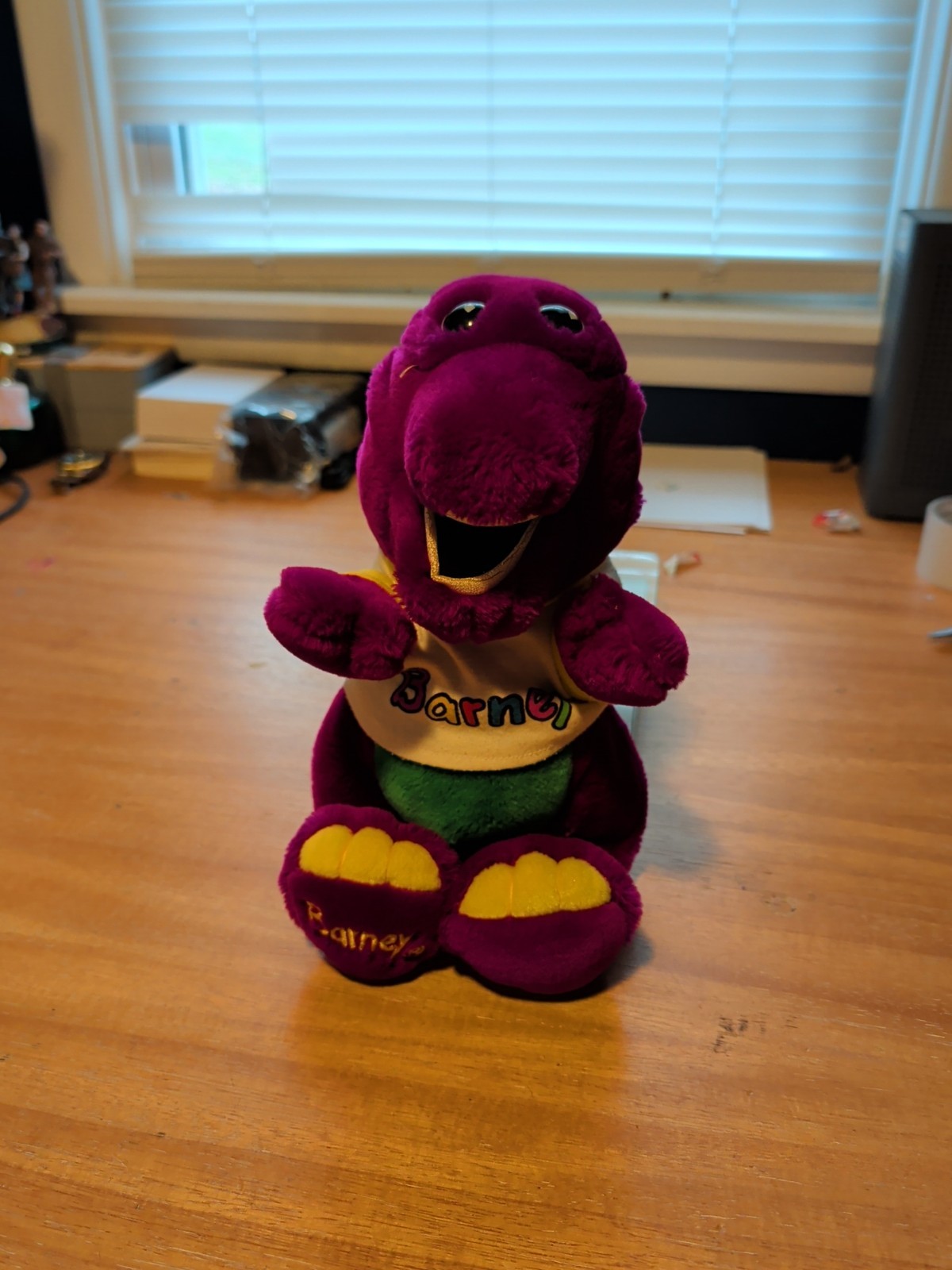 Vintage Dakin Barney 14&Prime; Plush 1992 The Lyons Group Stuffed Barney with T-Shirt
