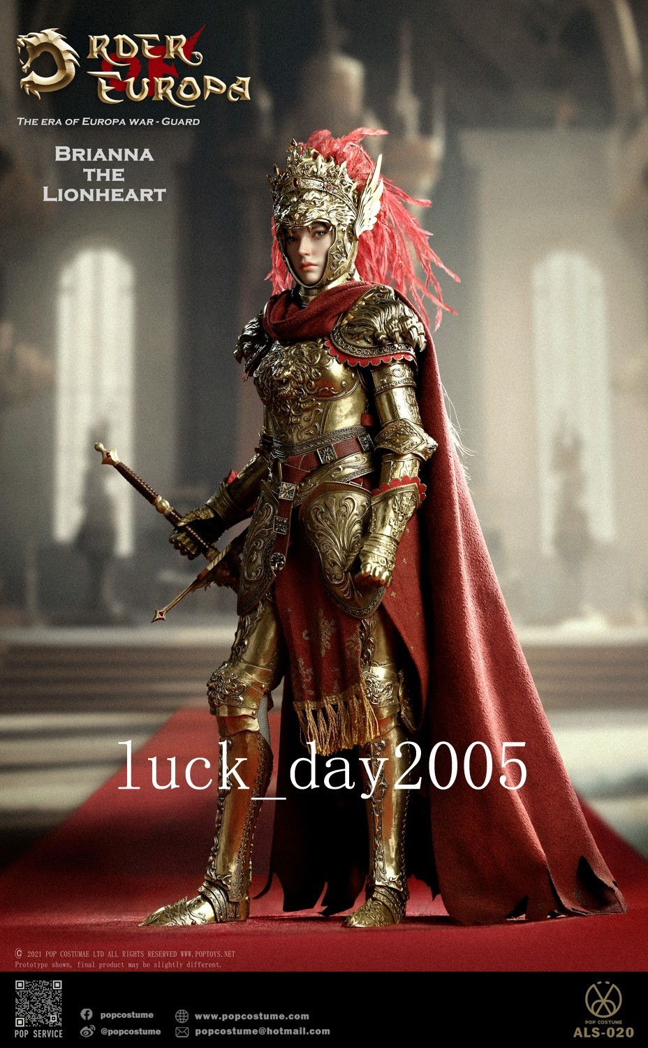 POP COSTUME THE ERA OF EUROPA WAR Lionheart Brianna 1/6 Figure 100% Fine Copper