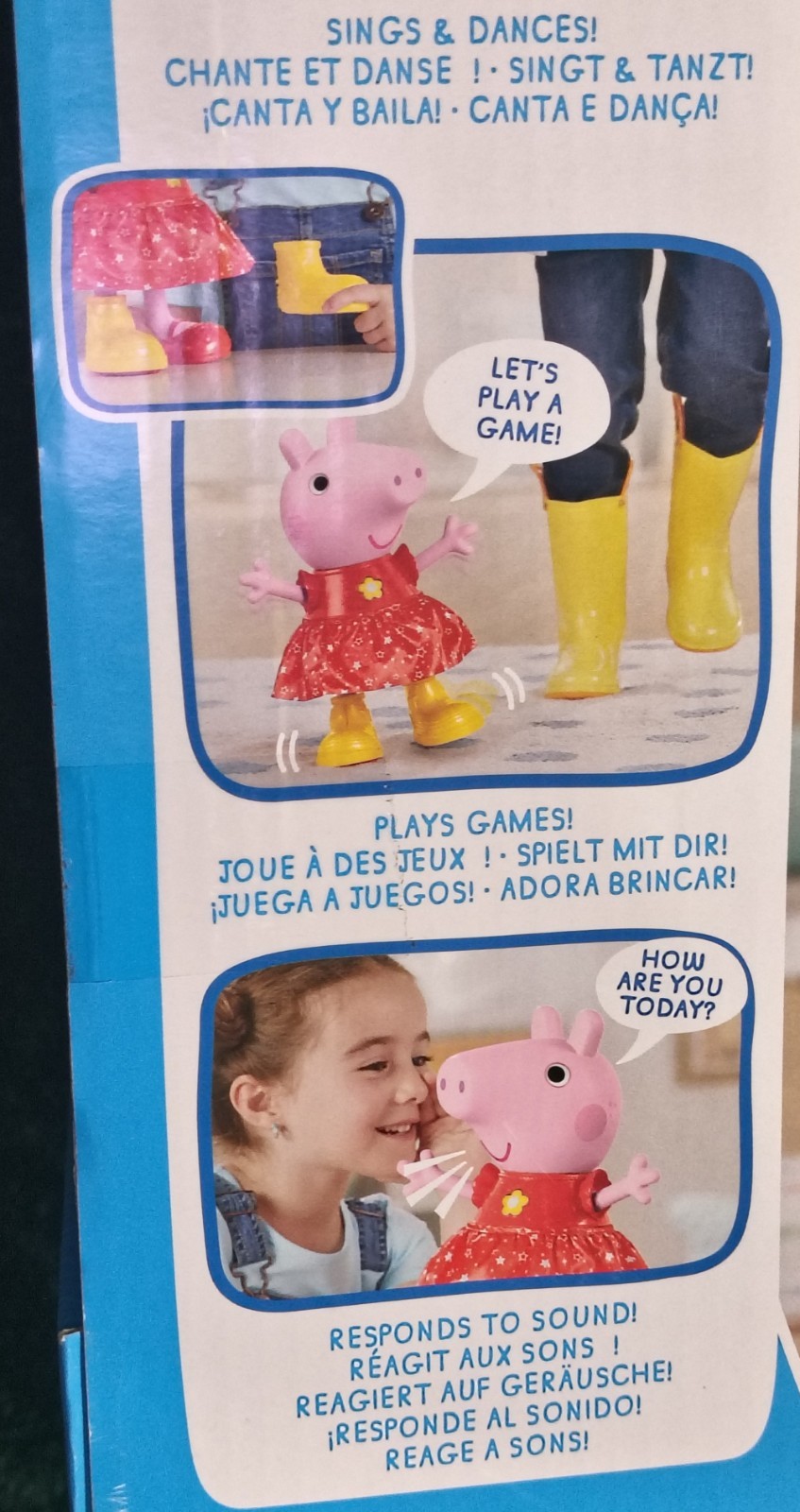 12&Prime; PEPPA PIG Singing And Dancing Doll. Plastic Body, Fabric Skirt +Yellow Boots