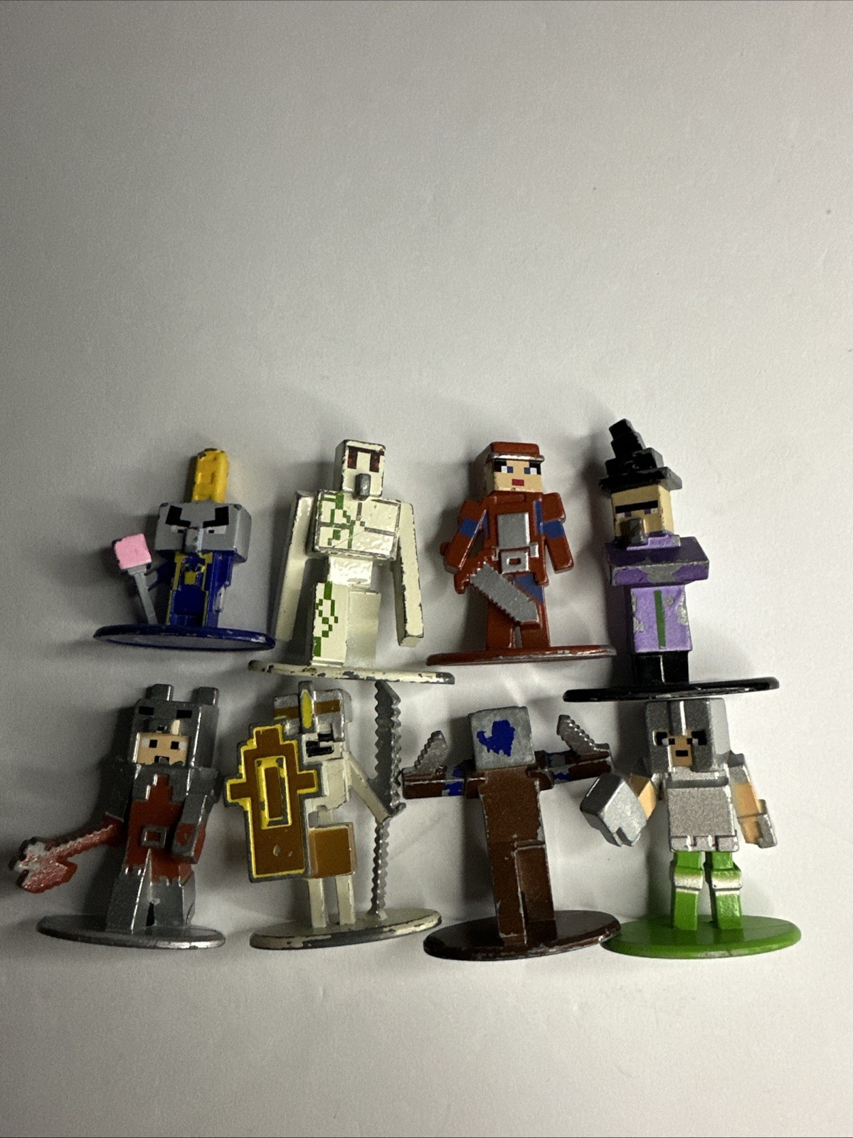 MINECRAFT Mini-Figures DieCast Metal LOT of 8 Figures by Jada Nano Metalfigs