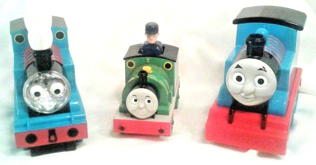 THOMAS THE TRAIN Lot #3 Toys Flashlight Percy Push & Go Bubbles Whistle Batt Inc