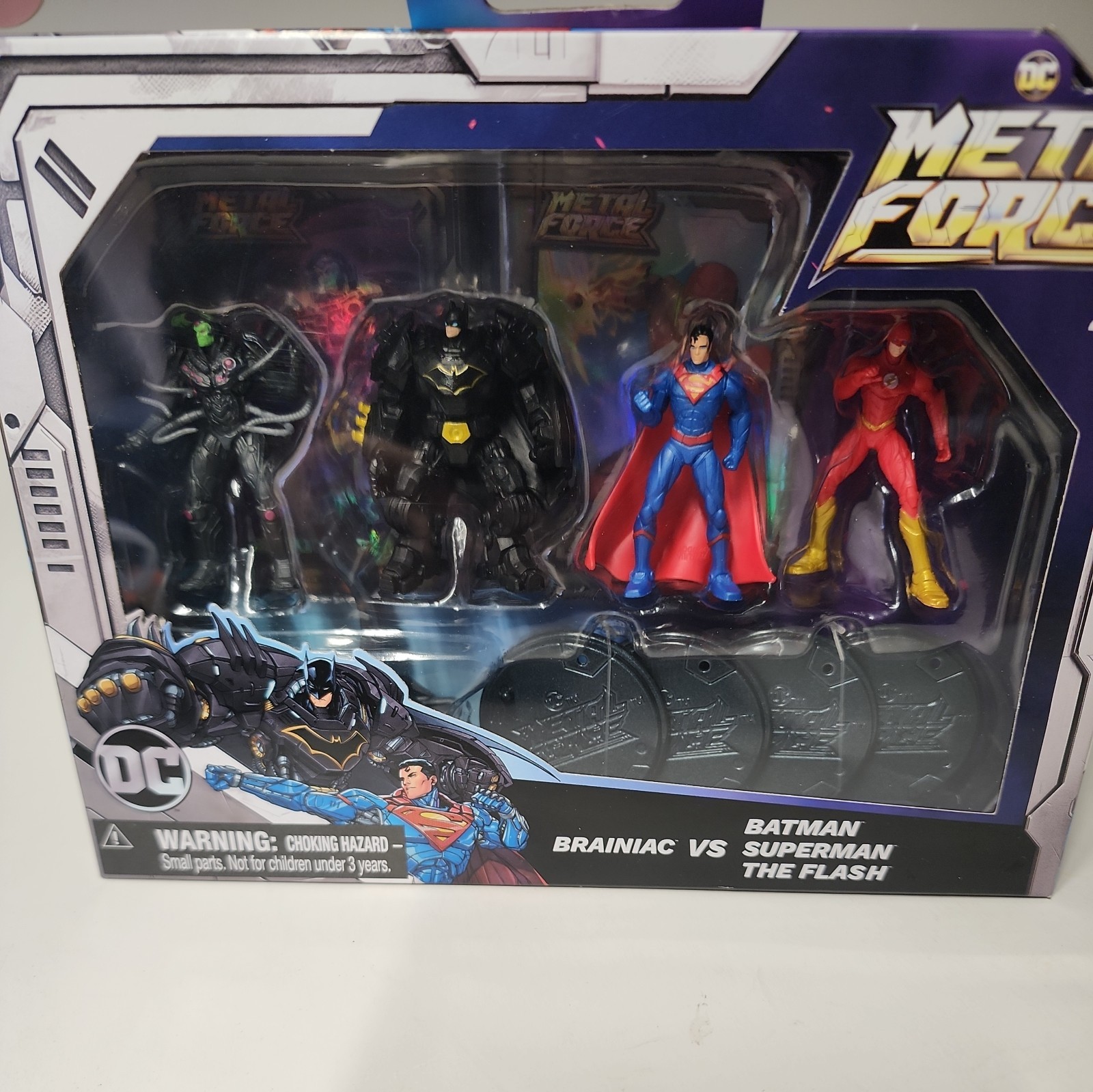DC Comics Metal Force Team up Brainiac Vs Batman Superman The Flash Set 4