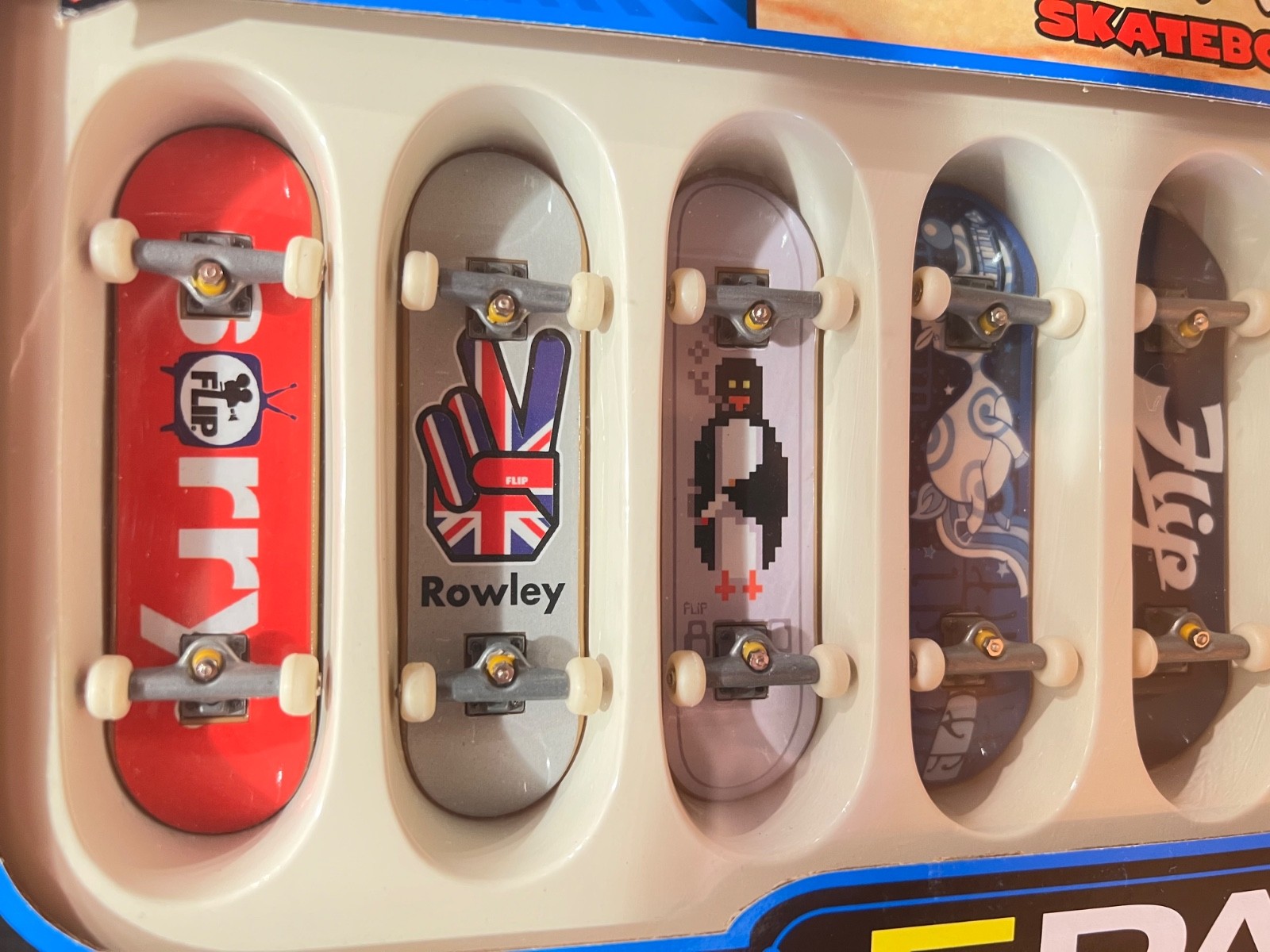 2002 Tech Deck FLIP Skateboards 5 Pack Fingerboards Geoff Rowley EXCLUSIVE ART