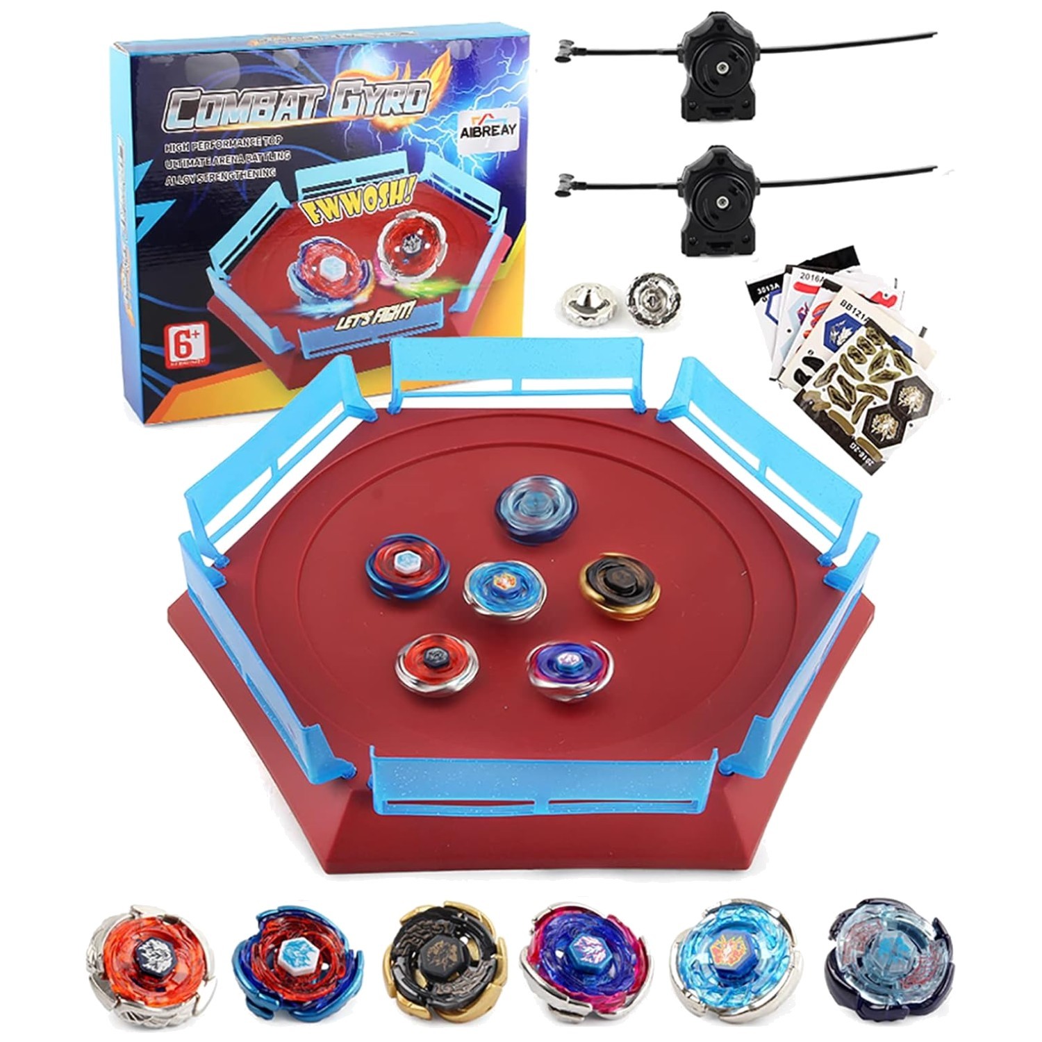 Interactive Battling Top Stadium with 6 Metal Tops & 2 Launchers – Gift for Boys