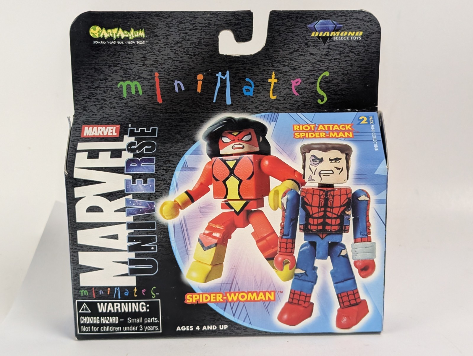 Marvel Minimates Riot Attack SpiderMan and SpiderWomen figure 2&Prime; 2 pack NEW