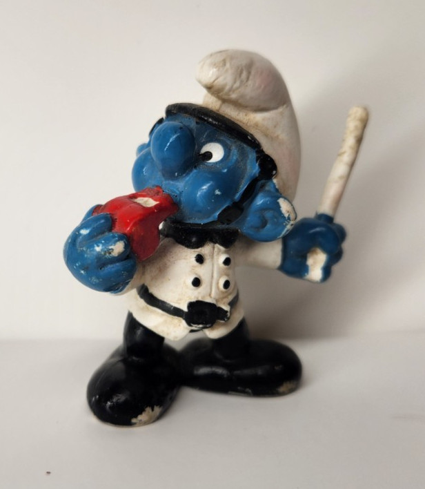 Smurfs Policeman Smurf 20123 Police WHITE Vintage Figure PVC Figurine Peyo