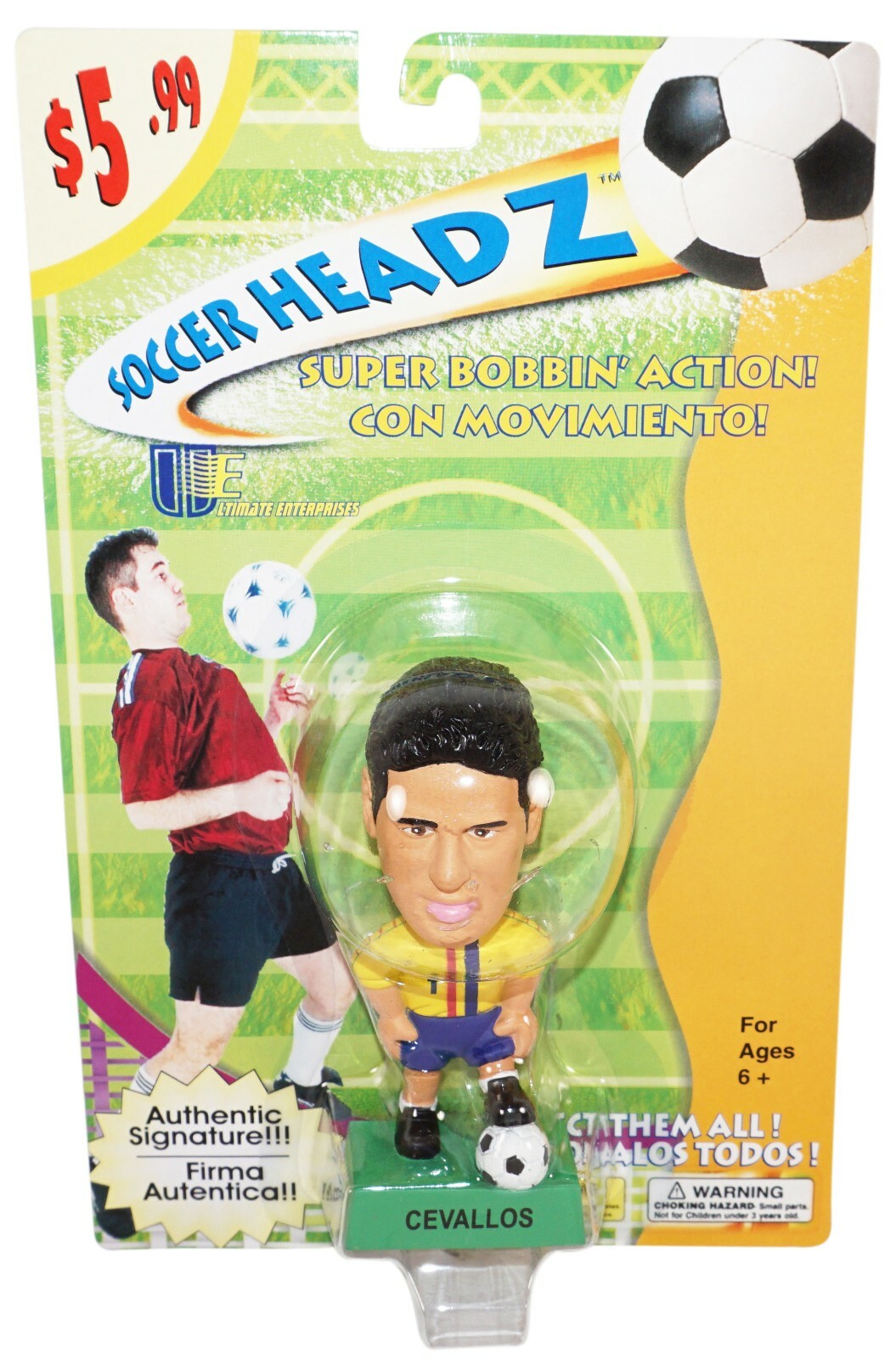 Vintage Jose F. Cevallo 4&Prime; Bobble Toy Figure – Ecuador Futbol Soccer Head 2002