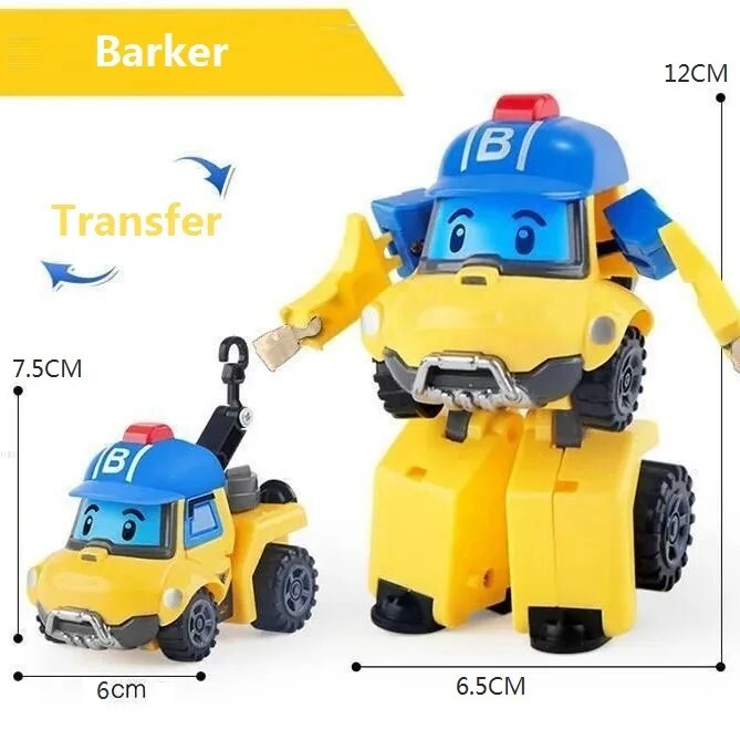 6Pcs Robocars Transformatie Robot Anime Action Figure Cartoon Toy ABS Plastic