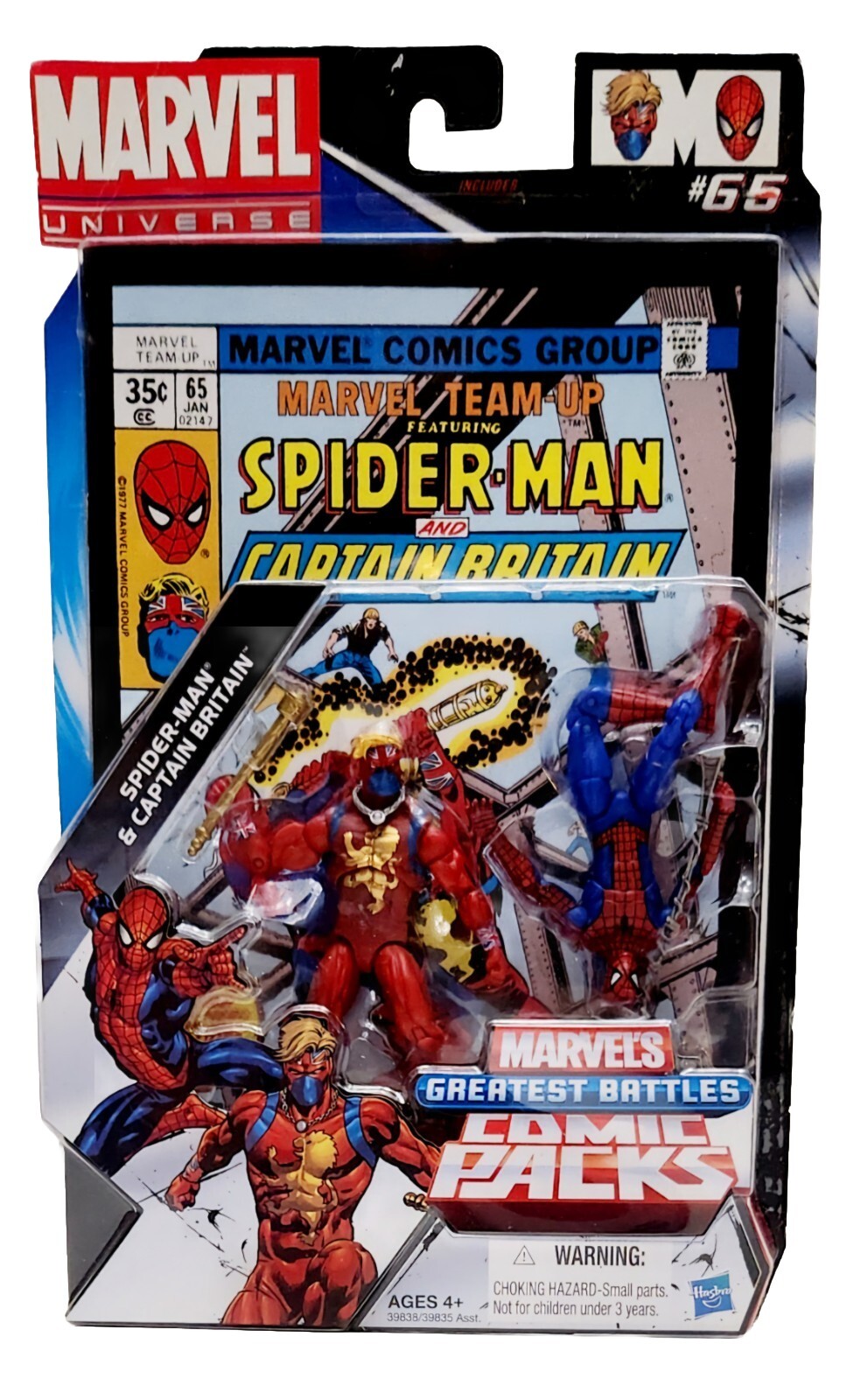 Mavel Team Up w Spider-Man & Captain Britain # 65, 4&Prime; Figures 2 Pk 2012, Age 4+