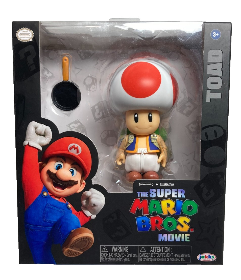 The Super Mario Bros. Movie Toad Action Figure with Frying Pan Accessory Jakks