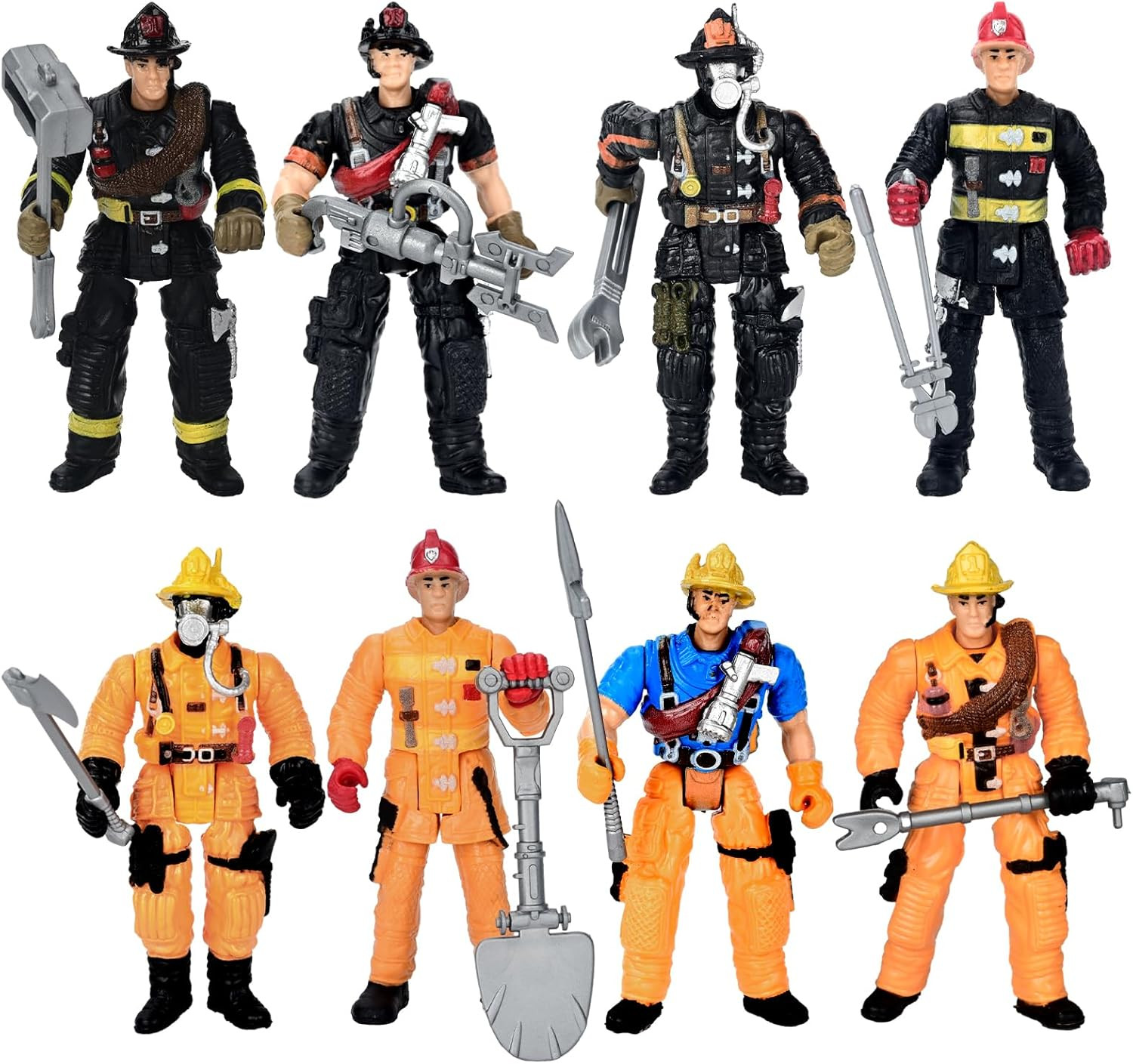 8 Pieces Firefighter Action Figures, Fireman Toys for 3 4 5 6 7+ Year Old Boys,