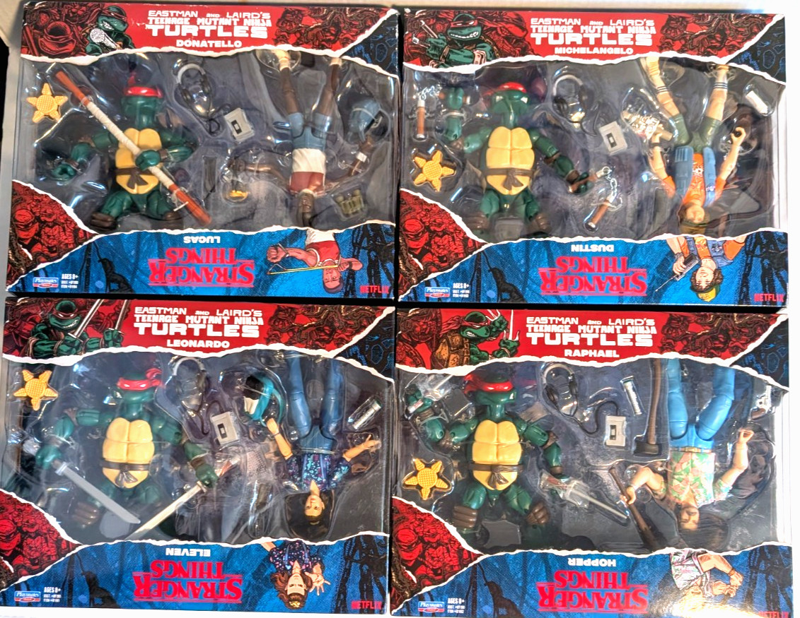 Teenage Mutant Ninja Turtles Stranger Things Playmate 2 Pack Figures – Set of 4