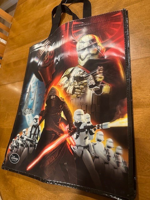 Disney Store Star Wars Reusable Tote Bag, Hologram side Kylo Ren & Troopers NEW