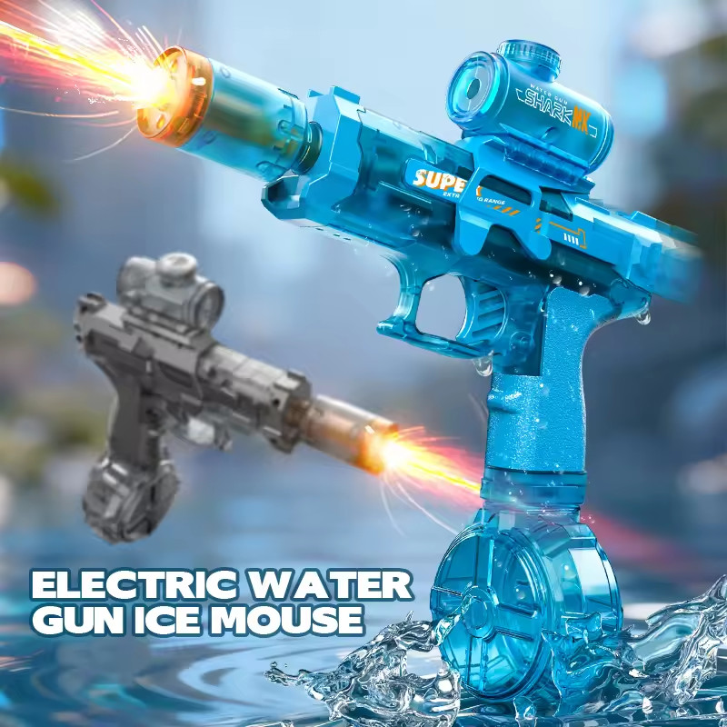 Electric Water Gun Automatic Rechargeable LED Long Range Squirt Blaster Toy