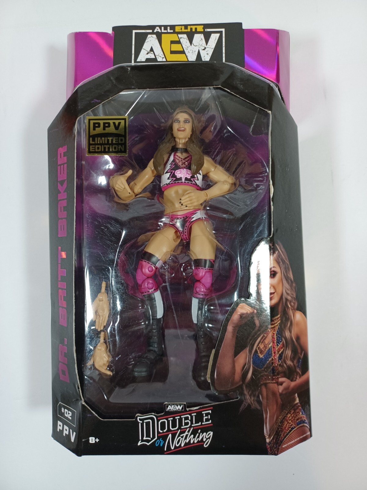 DR. BRITT BAKER~AEW PPV LIMITED ED COLL~2024 NEW WRESTLING FIGURE~W/HANDSboxdam