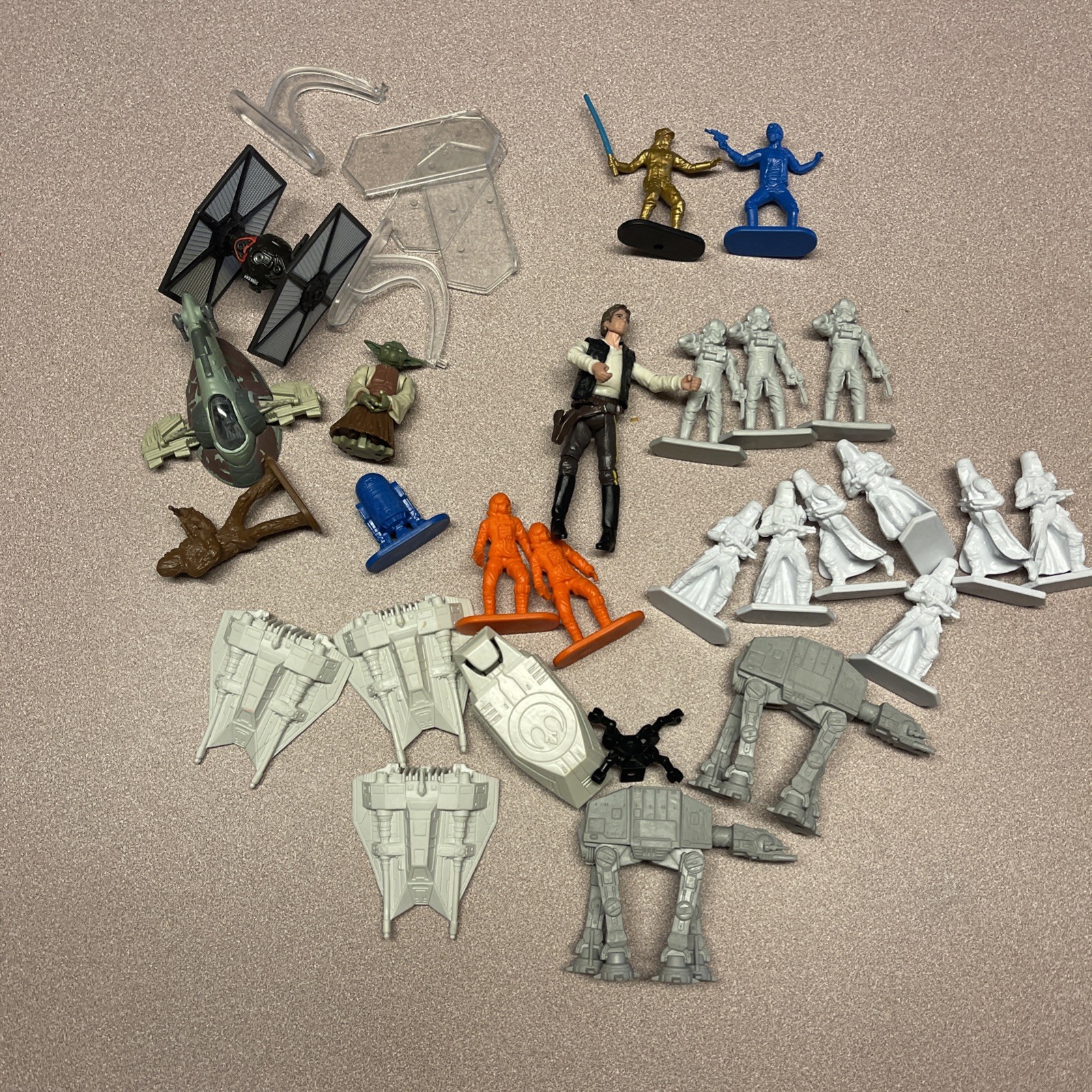Lot Of Star Wars Figures Vehicles Stands