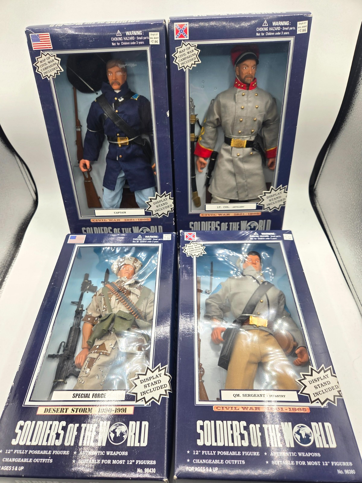 Vintage 1998 Soldiers Of The World Desert Storm & Civil War 12&Prime; Poseable Figures