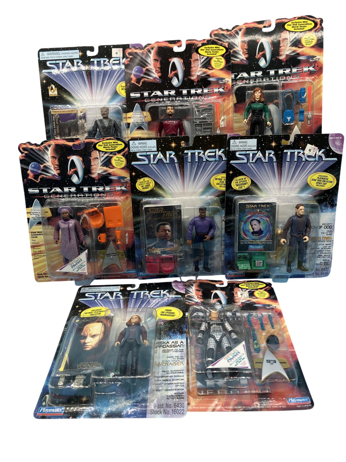 Playmates Star Trek Action Figure Lot Kirk Riker Odo Guinan Crusher 8pc Set