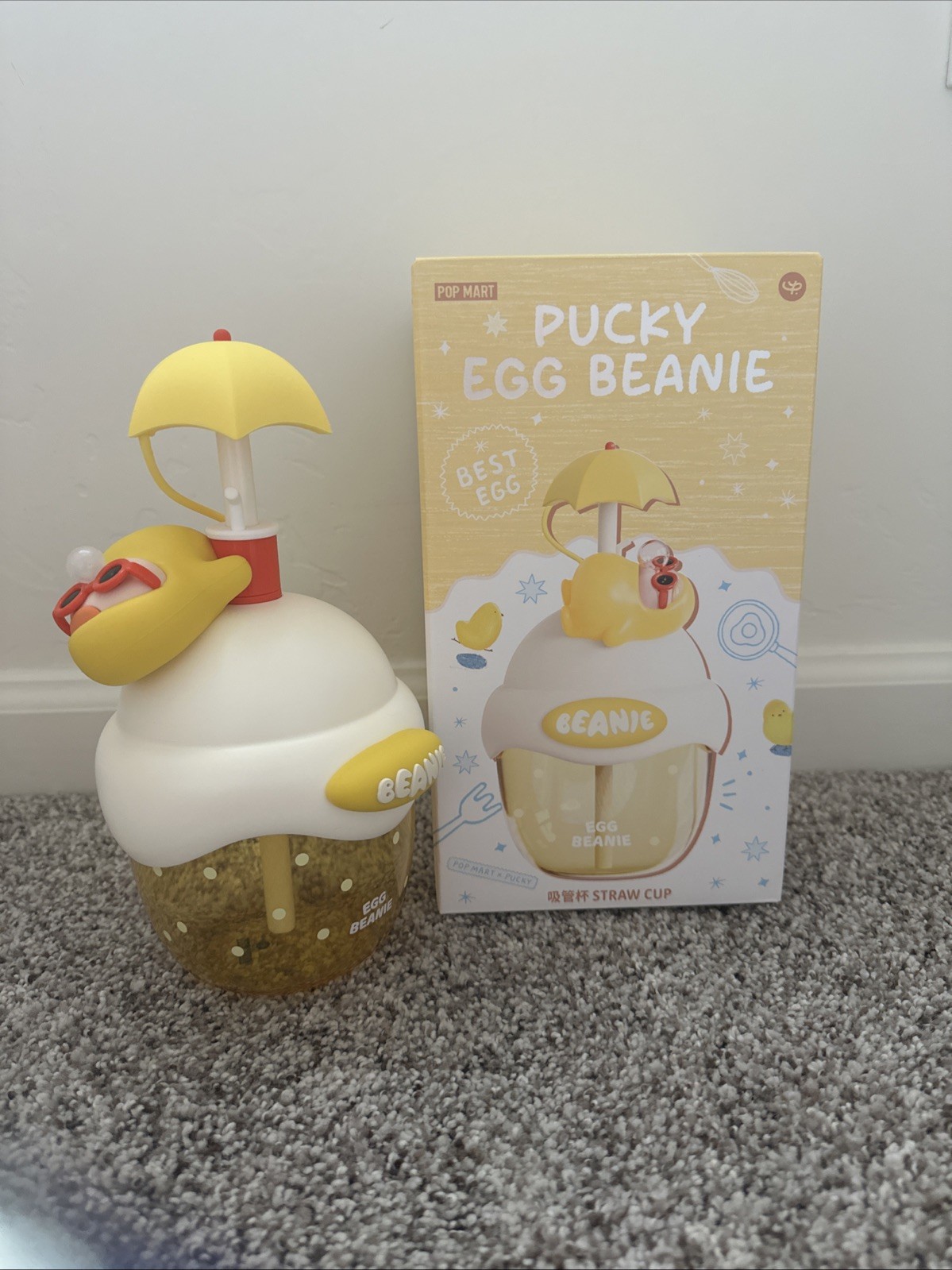 Pop Mart Pucky Egg Beanie Straw Cup US Seller Authentic Brand New