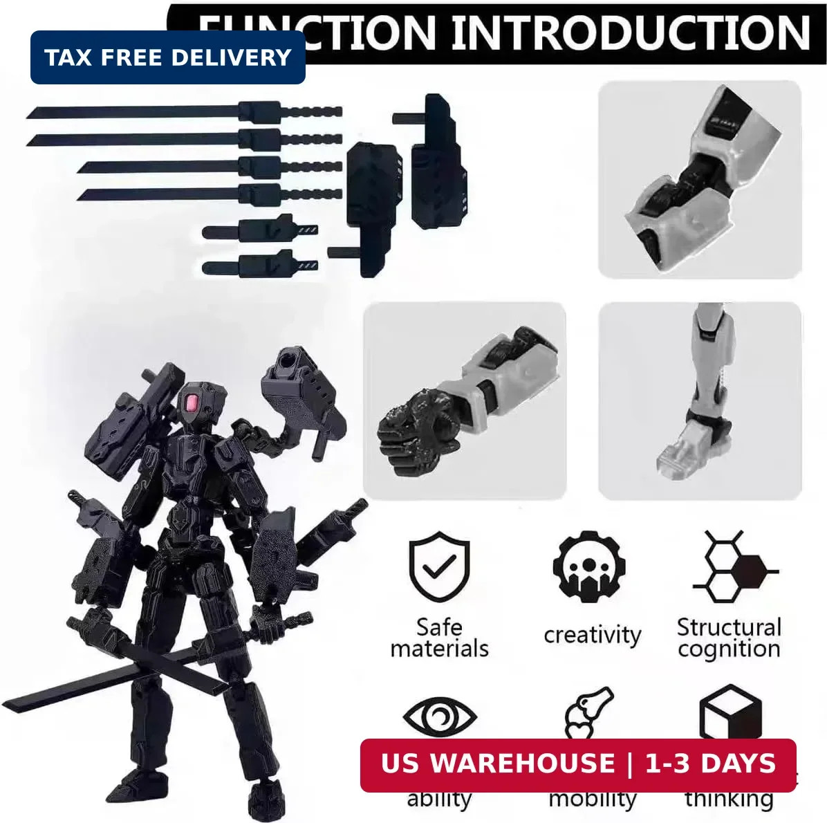 T13 Action Figure Set, 3D Printed Dummy 13, Titan 13 with 6 Arms, T 13 Multi-Joi