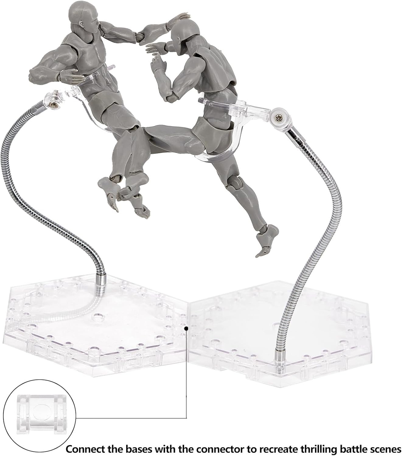 Transparent 3-Pack Action Figure Holder with Adjustable Arms for 6-Inch Models