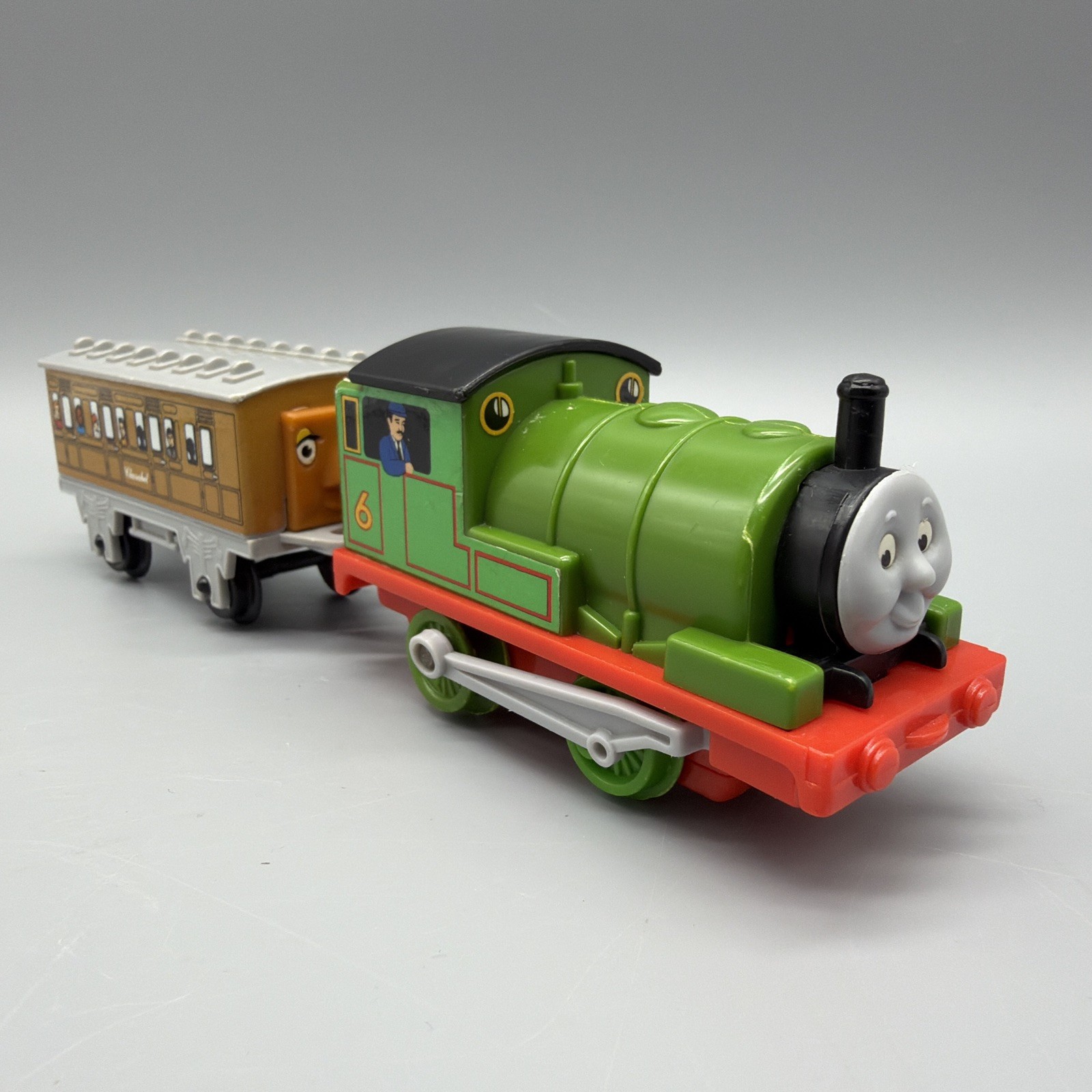 Britt Allcroft Thomas Train PERCY 4&Prime; Engine & Clarabel Car Plastic Vintage 1992