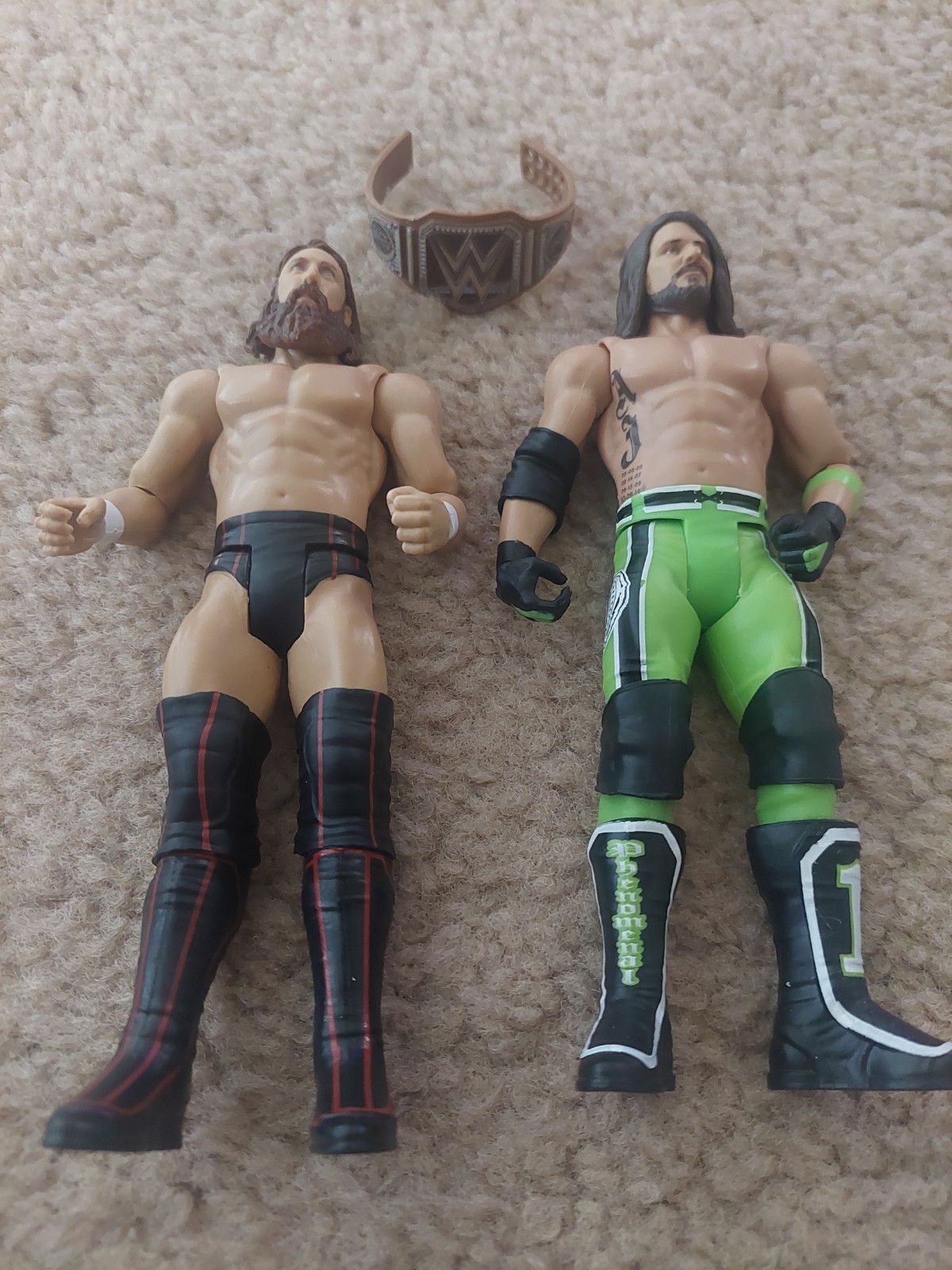 Daniel Bryan & AJ Styles WWE Action Figures (Paper Championship Included, RARE)