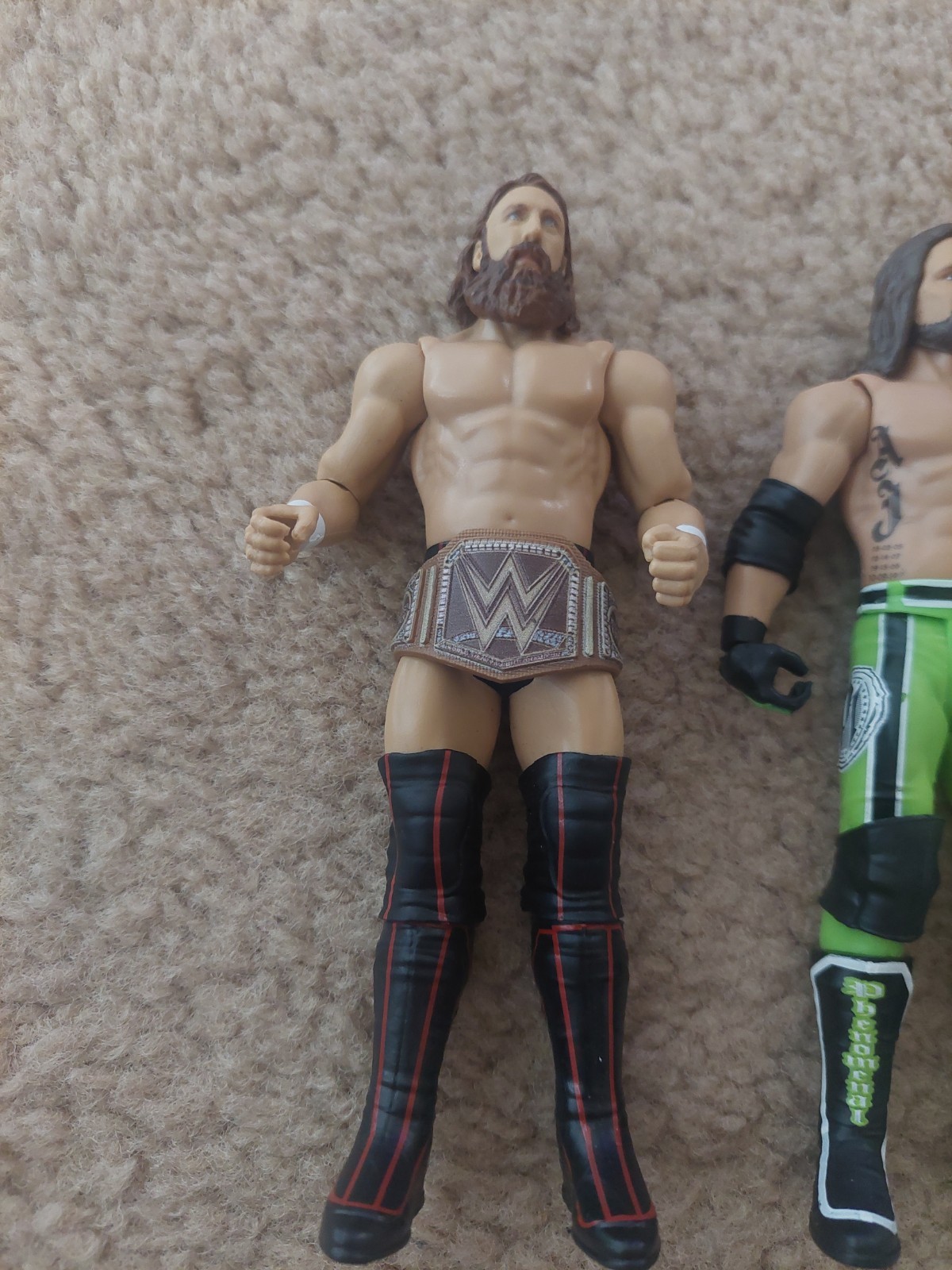 Daniel Bryan & AJ Styles WWE Action Figures (Paper Championship Included, RARE)