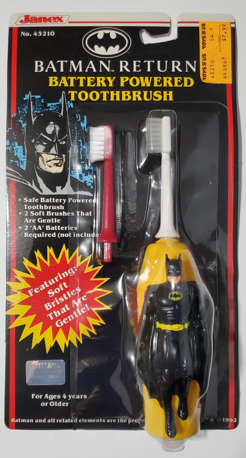 Vintage 1992 Batman Returns Battery Operated Toothbrush Janex DC MOC