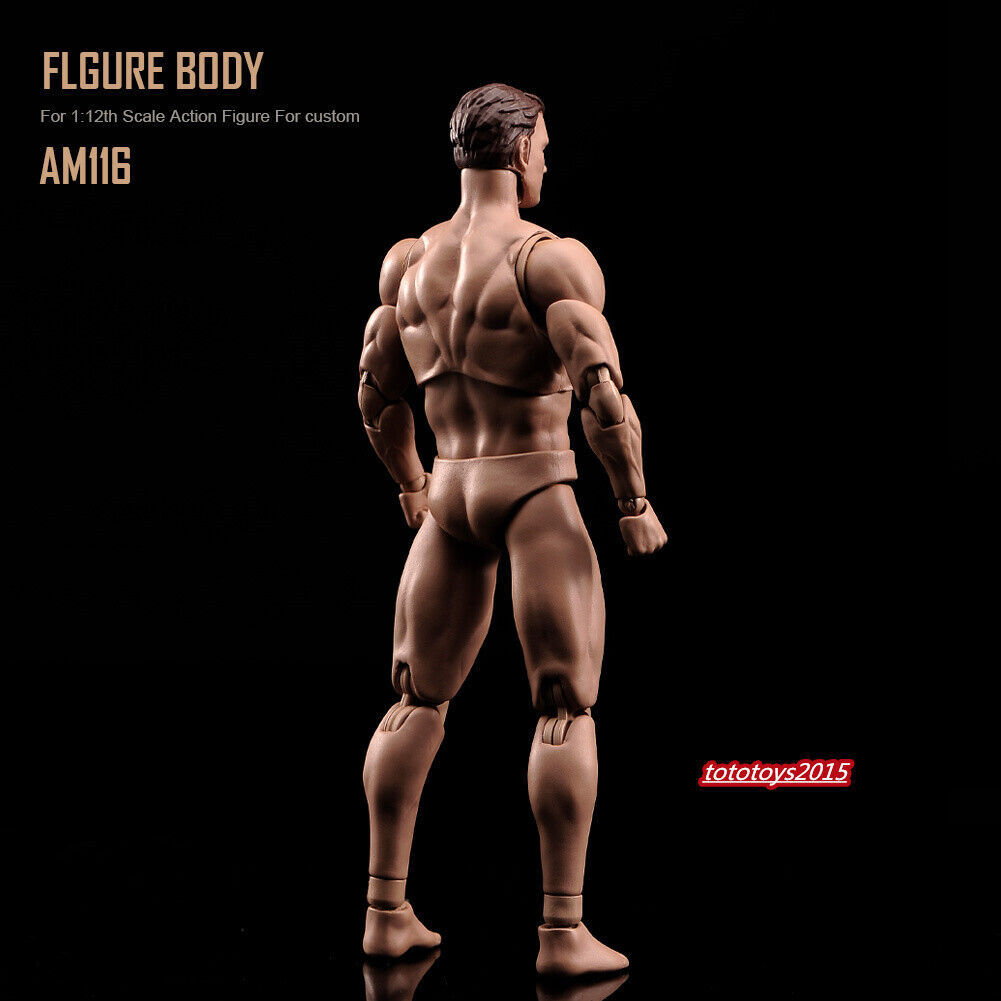 In STOCK 1:12 Flexible Male Joint Suntan Figure Body Head Doll Model Action Toy