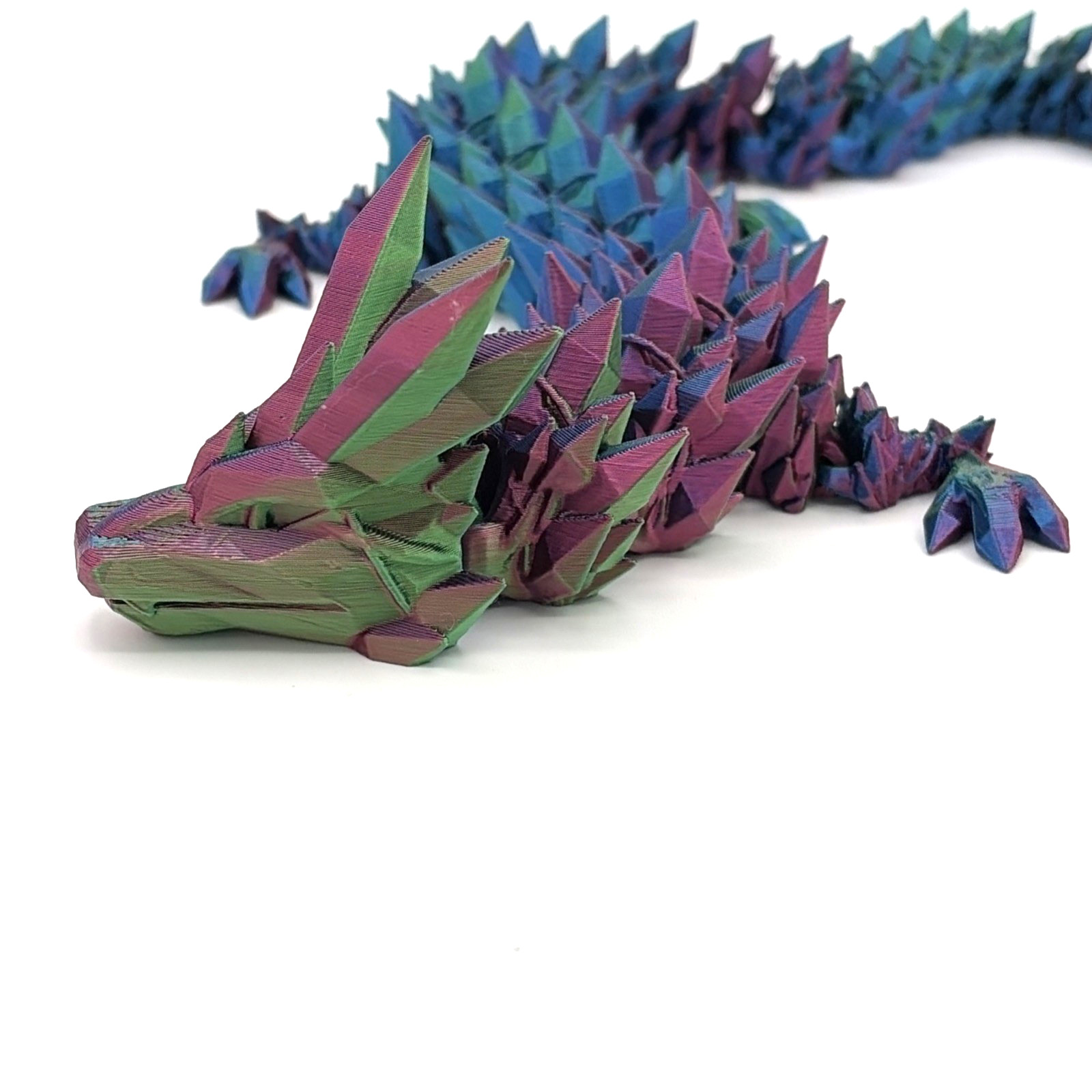 24″ Large 3D Printed Flexible Crystal Dragon Figurine Articulated Toy