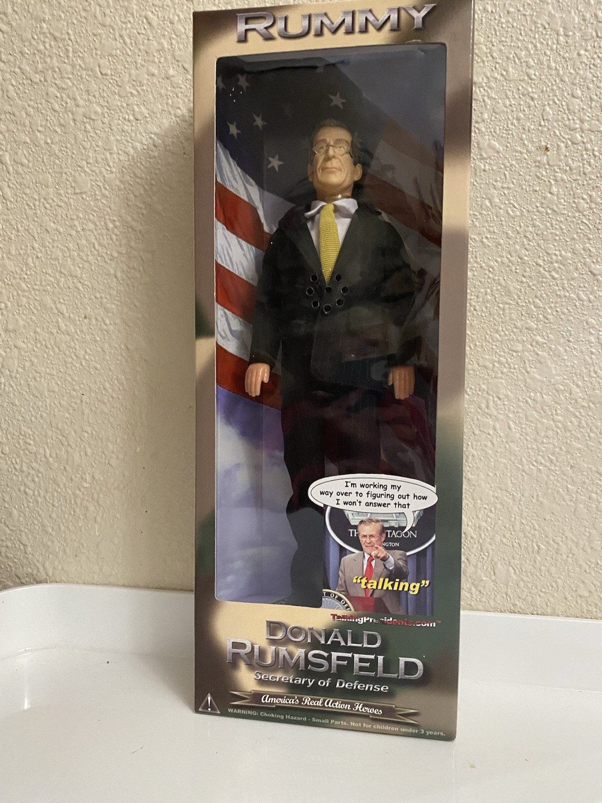 DONALD RUMSFELD “RUMMY” SECRETARY OF DEFENSE 11” TALKING ACTION HERO VTG NEW