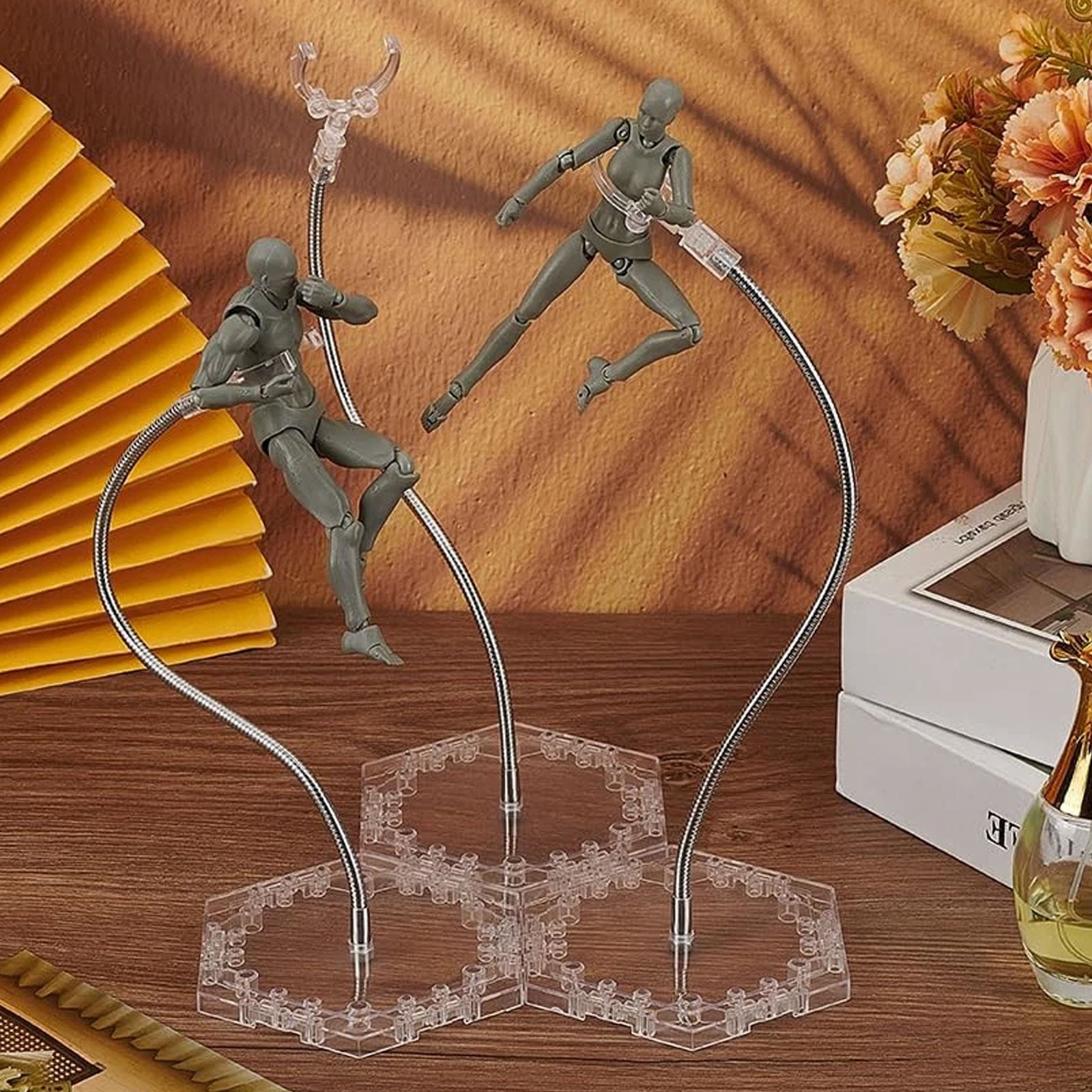 4 Pack Clear Action Figure Stand Action Display Holder Metal Support ArmWd