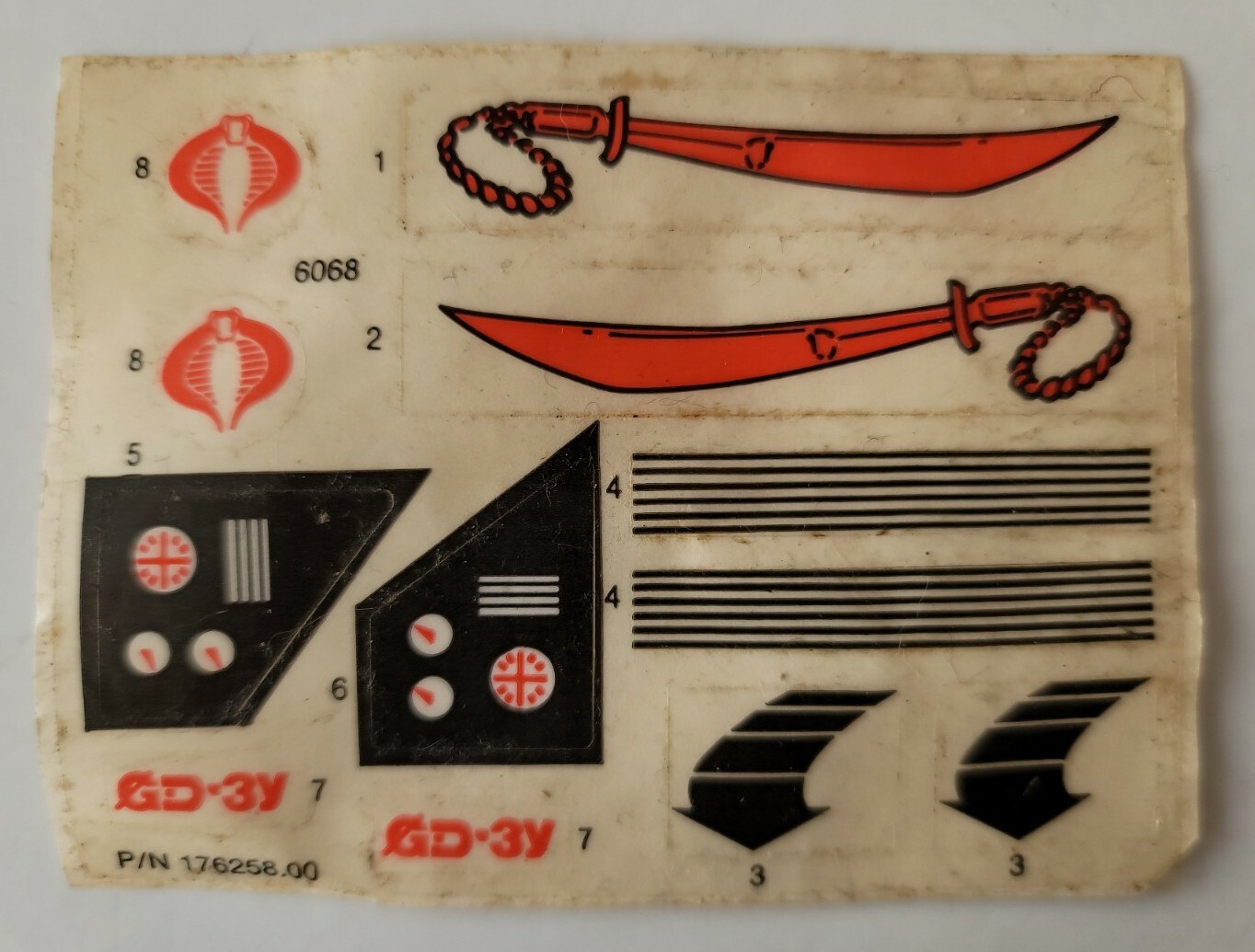 DREADNOK SWAMPFIRE 1986 STICKER SHEET DECALS GI JOE COBRA ACTION FORCE ORIGINAL