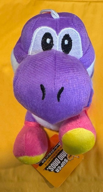 Super Mario Bros Yoshi Plush 6&Prime; Purple with RARE Pink & Yellow Feet Ships FREE