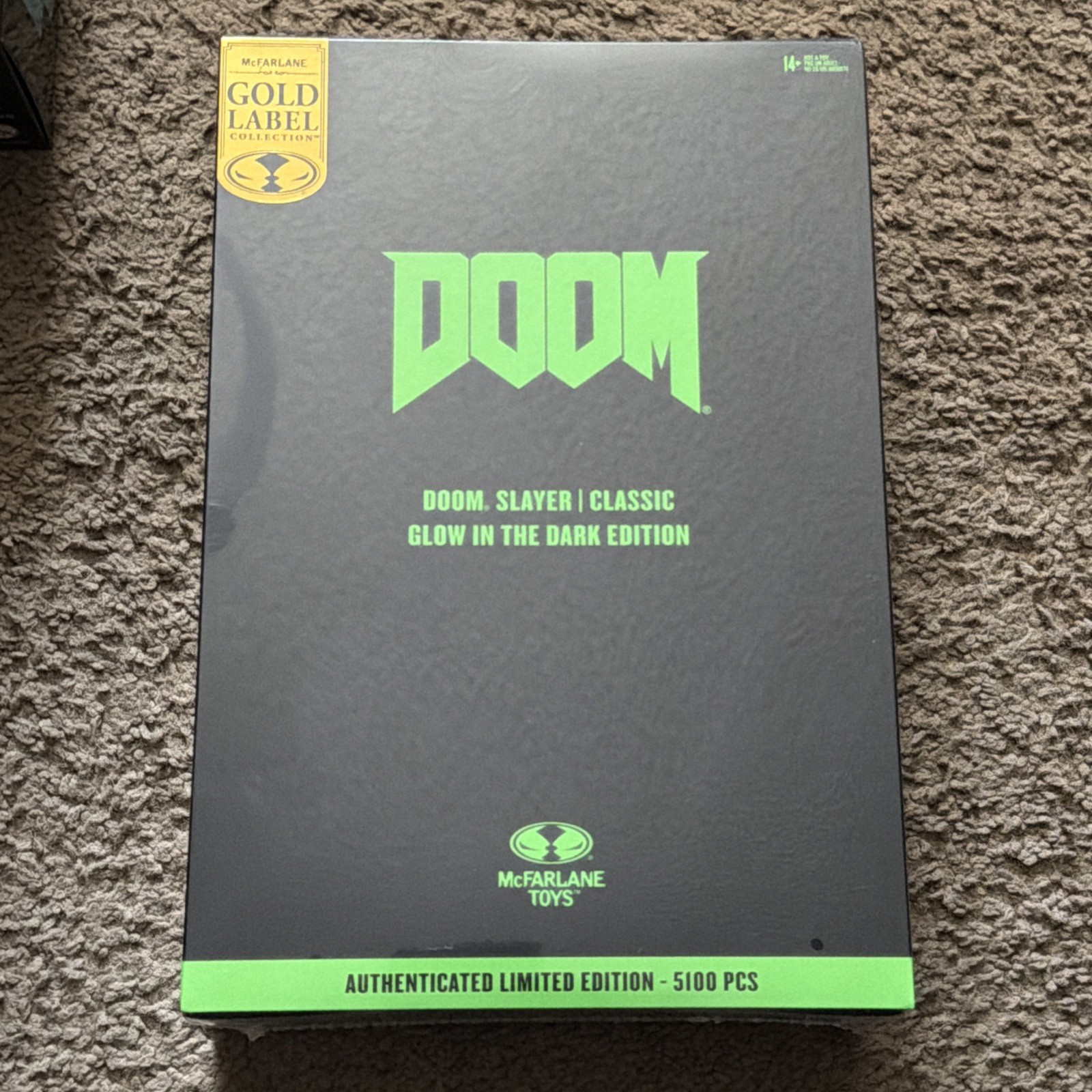 Sealed Plastic Wrap Doom Slayer Classic Glow in the Dark Edition Gold Label