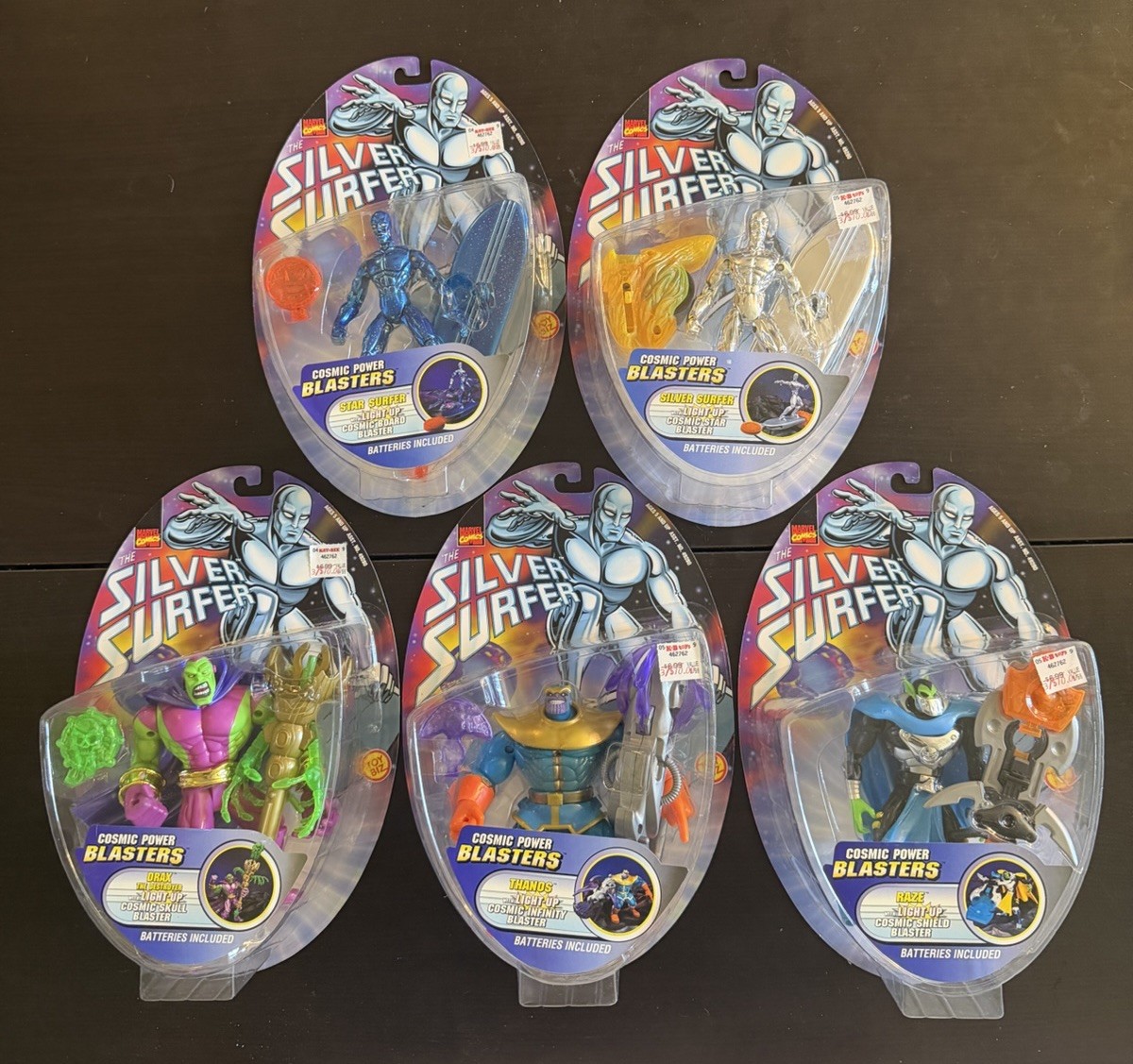 1997 ToyBiz Silver Surfer Cosmic Power Blasters Set Complete Thanos Raze Drax
