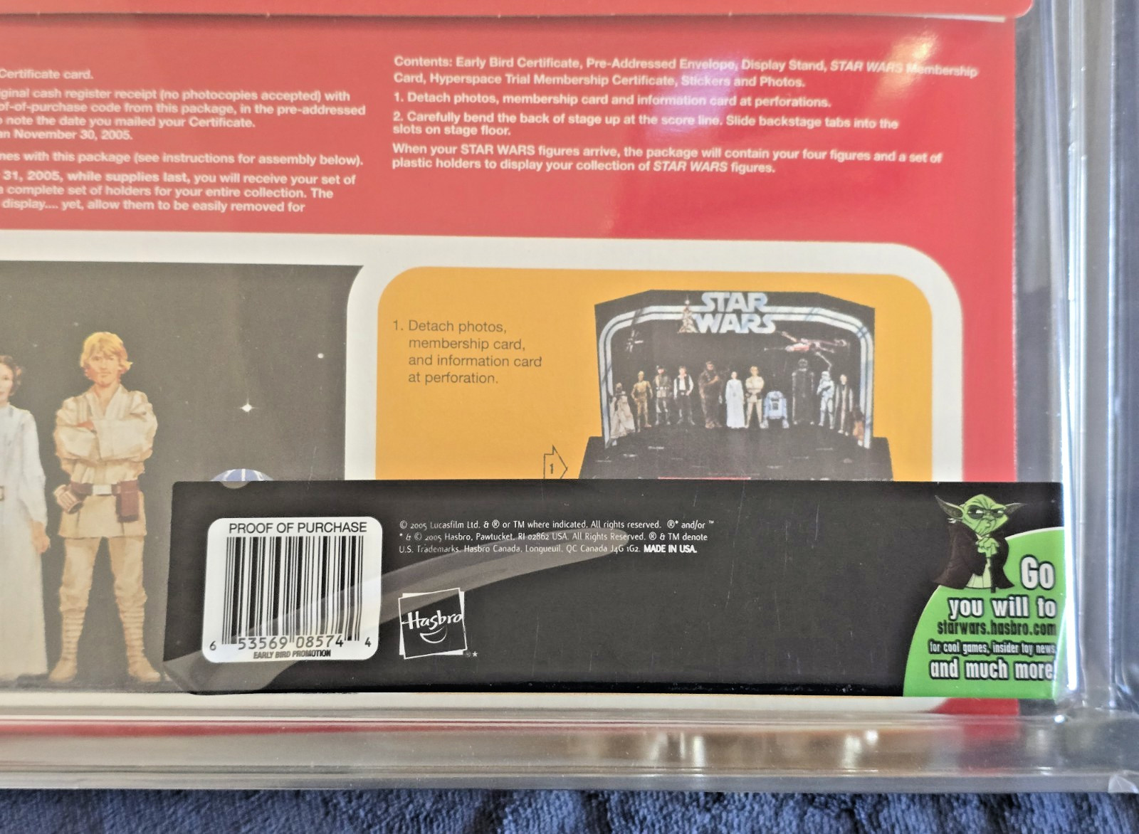 Star Wars Vintage Kenner Hasbro EARLY BIRD CERTIFICATE PACKAGE USA Sealed 2005