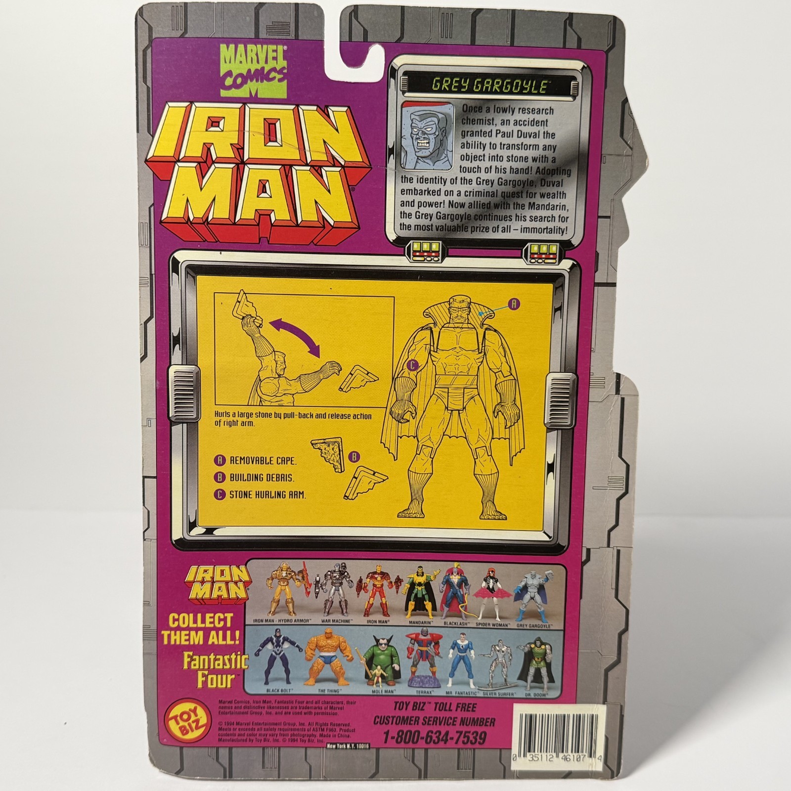 Grey Gargoyle Action Figure Marvel Comics Iron Man Toy Biz 1994 MOSC
