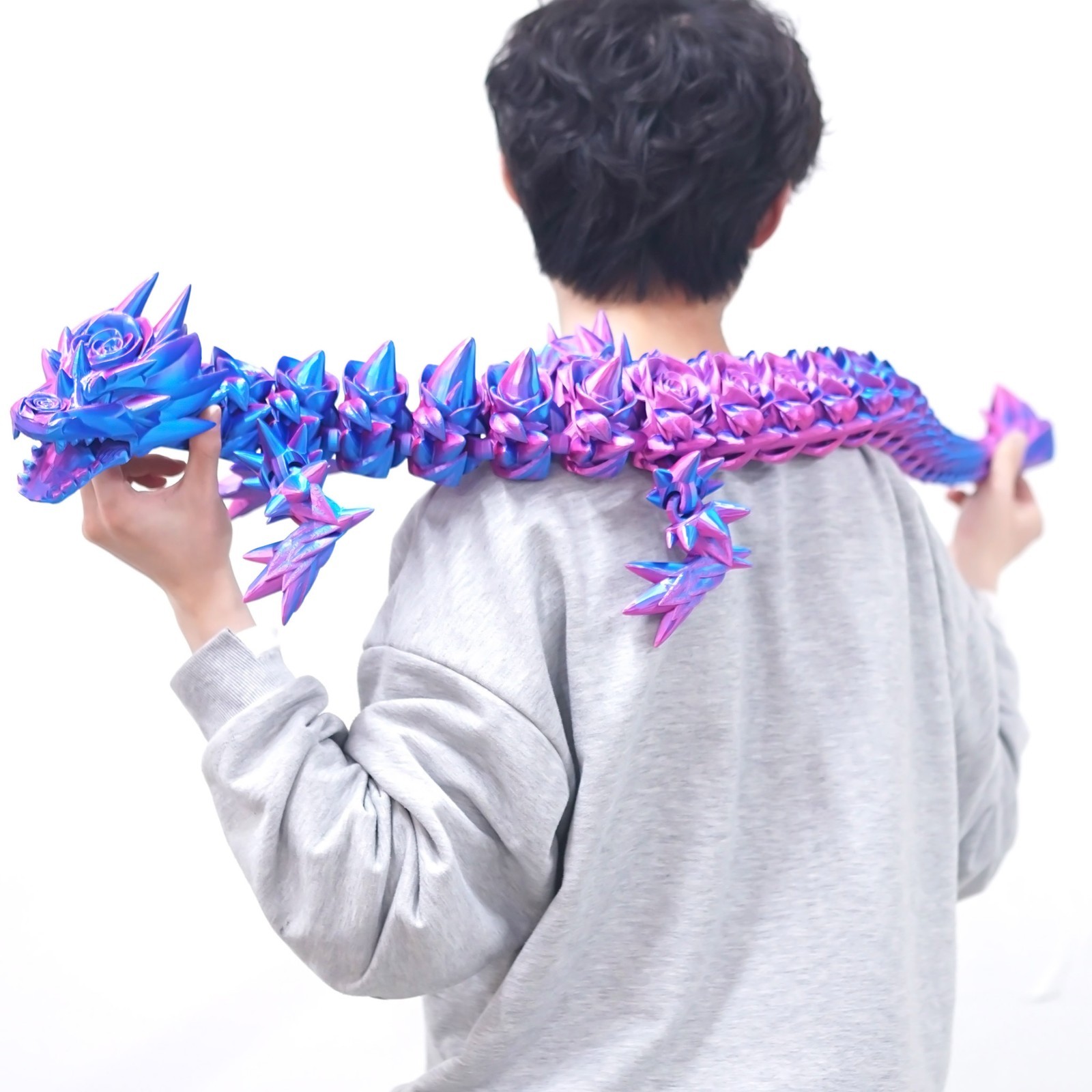 47.5inch 3D Printed Rose Dragon Model,Articulated Animals figure,Toys Home Decor