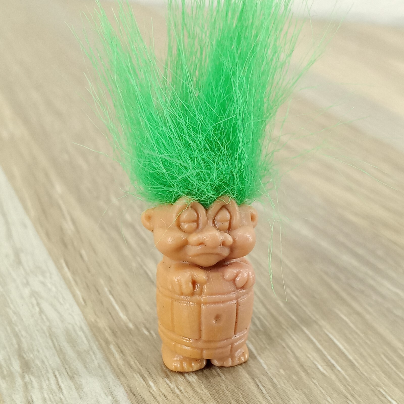 Tiny Troll In A Barrel Keychain Approximately 1 inch Tall Missing Ring