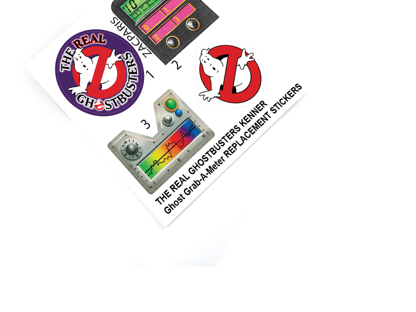 REPLACEMENT STICKERS for THE REAL GHOSTBUSTERS KENNER Ghost Grab A Meter
