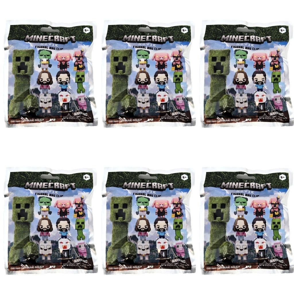 Minecraft Movie Collector&rsquo;s Figural 3D Bag Clip – Lot of 6 Sealed Blind Bags