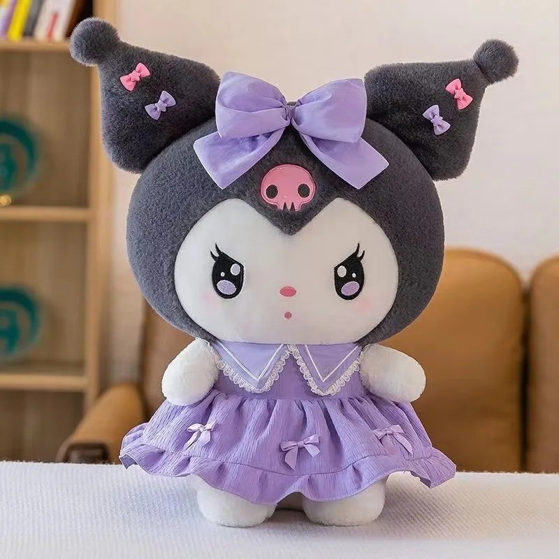 30cm Sanlio Purple Dress Kuromi Stuffed Plush Toy Cute Anime Surrounding Melody