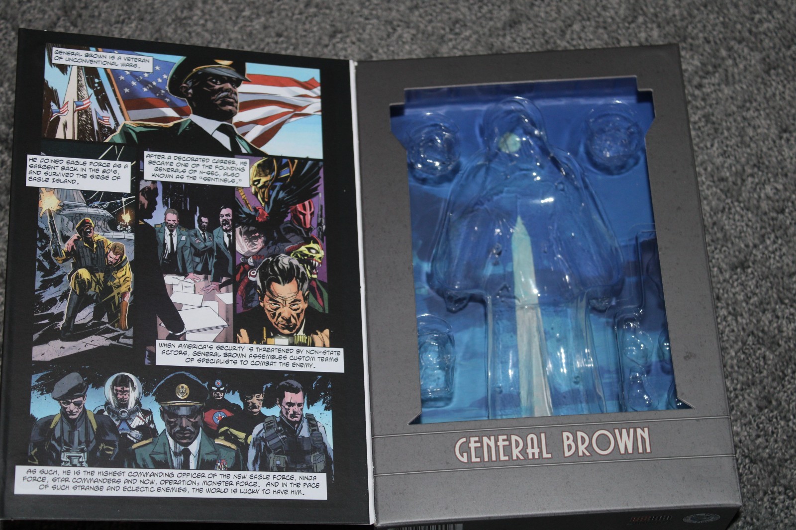 EMPTY OPERATION MONSTER FORCE GENERAL BROWN BBTS 6&Prime; INCH 1:12 SCALE FIGURE BOX