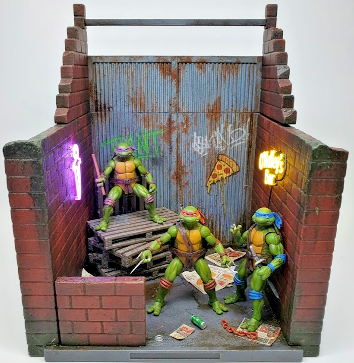 1:12 Scale TMNT Alleyway/Street Diorama 3D Printed Urban Display For 6 In Figure