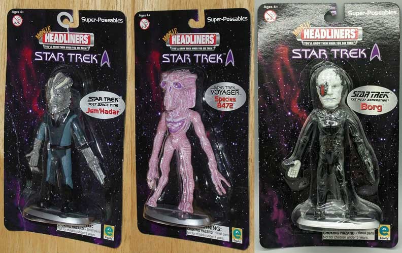 2000 Star Strek Headliners Bendable Borg, Jem Hadar, Species 8472 New